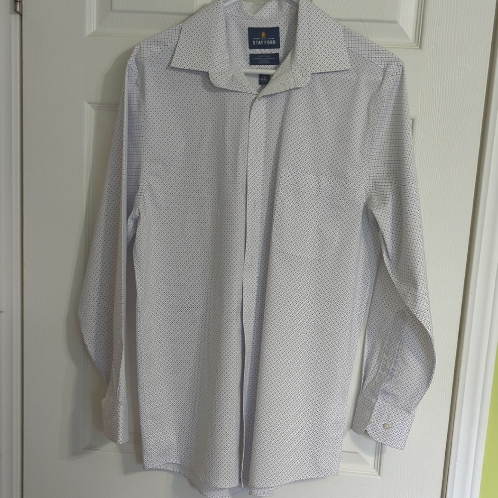 Stafford White Dress Shirt Classic Cotton Blend